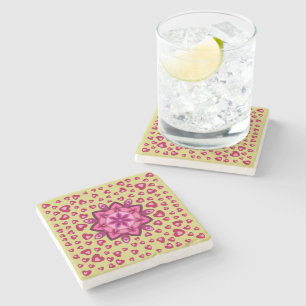 NICE FLOWER HEARTS LOVE VALENTINE, BIRTHDAY, GIFT  STONE COASTER
