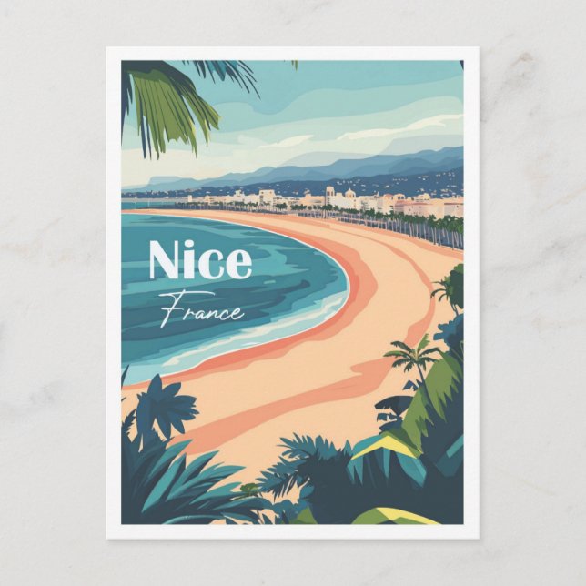 Nice France Artwork Travel Place illustration Postcard (Front)