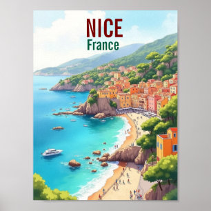 Nice France Artwork Travel Place illustration Poster
