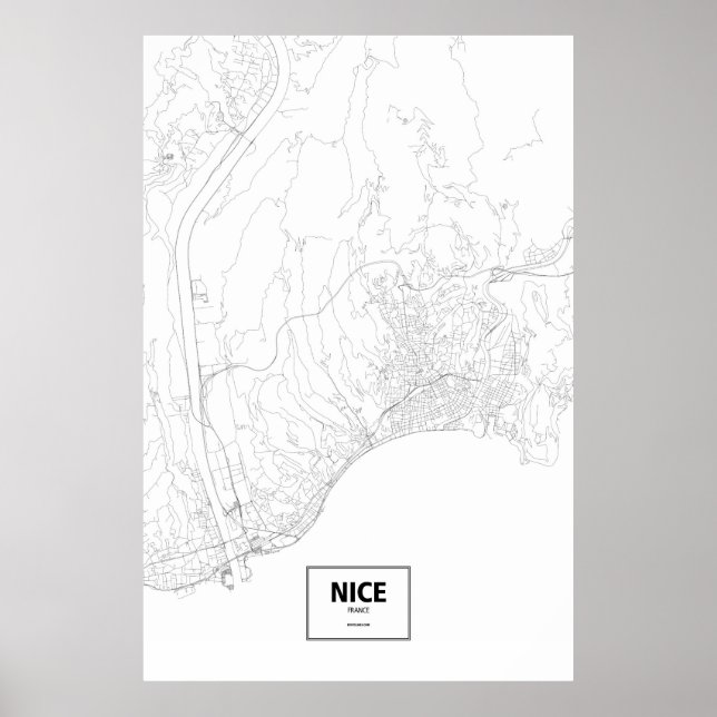 Nice, France (black on white) Poster (Front)