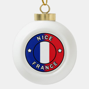 Nice France Ceramic Ball Christmas Ornament