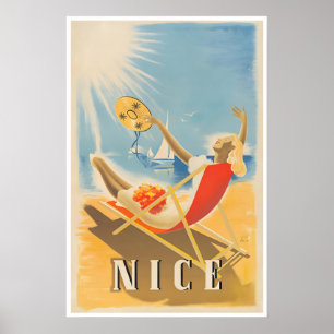 Nice France Print French Travel Poster Beach Art