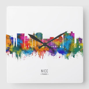 Nice France Skyline Square Wall Clock