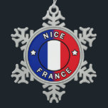 Nice France Snowflake Pewter Christmas Ornament<br><div class="desc">Nice France</div>