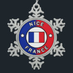 Nice France Snowflake Pewter Christmas Ornament<br><div class="desc">Nice France</div>