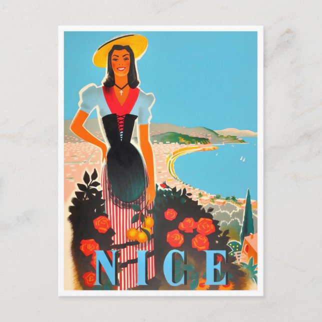 Nice France vintage travel Postcard (Front)