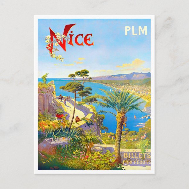 Nice France vintage travel Postcard (Front)