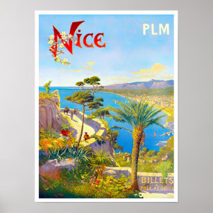 Nice France vintage travel Poster