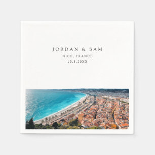 Nice France Wedding Custom Cocktail Napkin