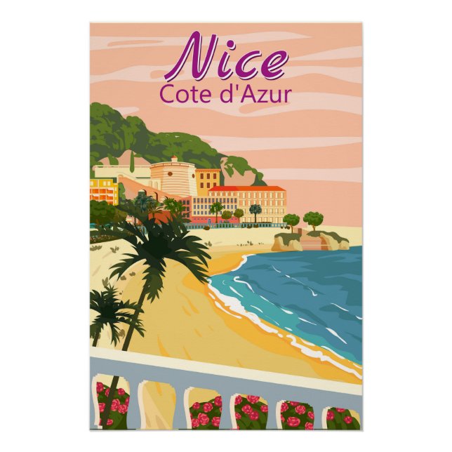 Nice French Riviera coast poster vintage (Front)