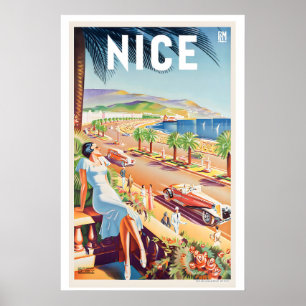 Nice French Riviera France Vintage Travel Poster