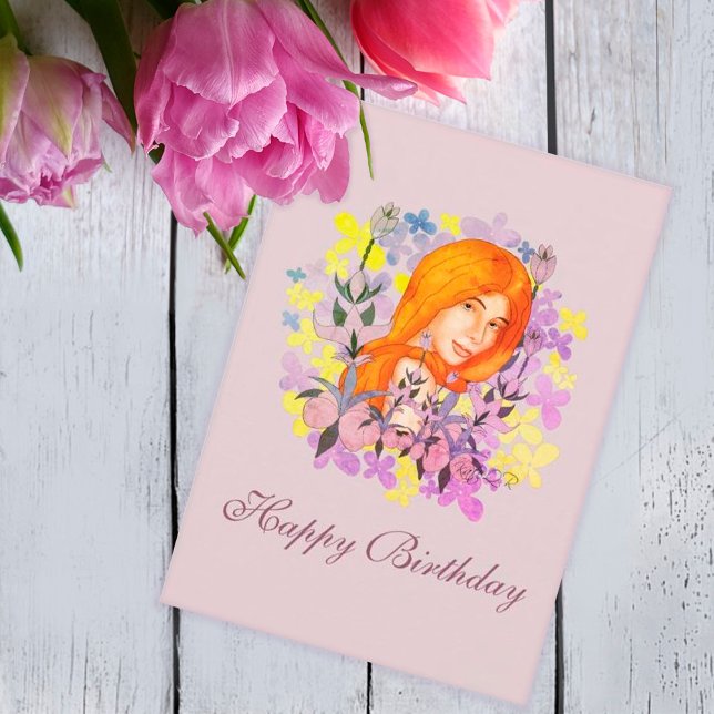Nice girl in the garden. Happy Birthday Holiday Card (Creator Uploaded)