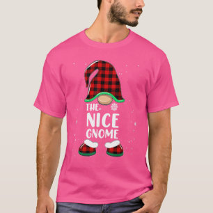 Nice Gnome Buffalo Plaid Matching Family Christmas T-Shirt