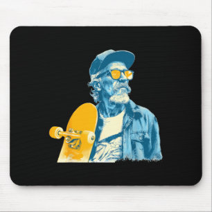 Nice Grandpa Skateboard Colours Graphic Mouse Mat