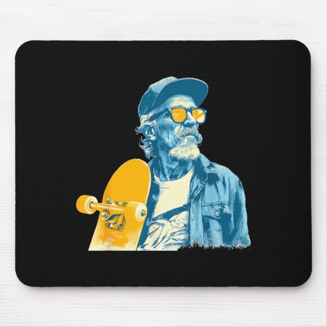 Nice Grandpa Skateboard Colours Graphic Mouse Mat (Front)