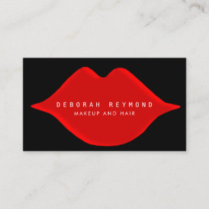 nice graphic feminine red lips beauty makeup business card