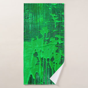 Nice green old surface with paint drips texture - bath towel