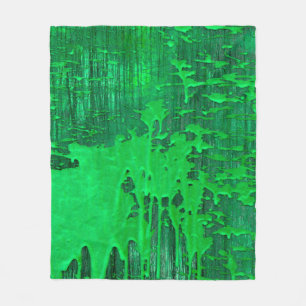 Nice green old surface with paint drips texture - fleece blanket
