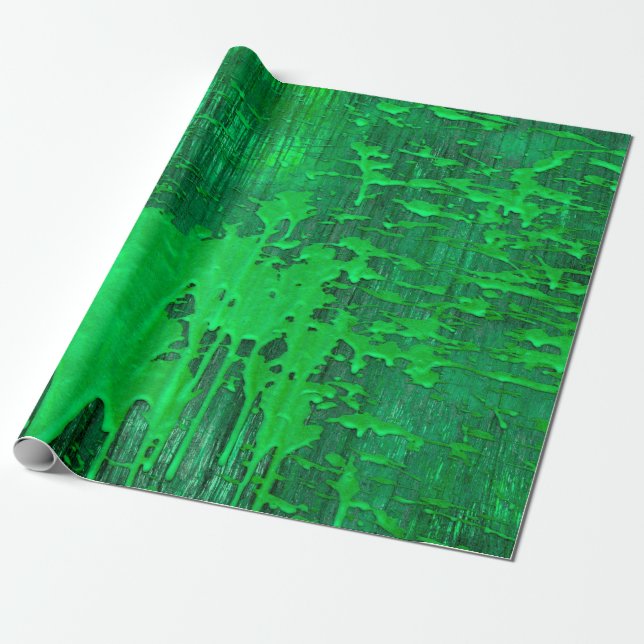 Nice green old surface with paint drips texture -  wrapping paper (Unrolled)