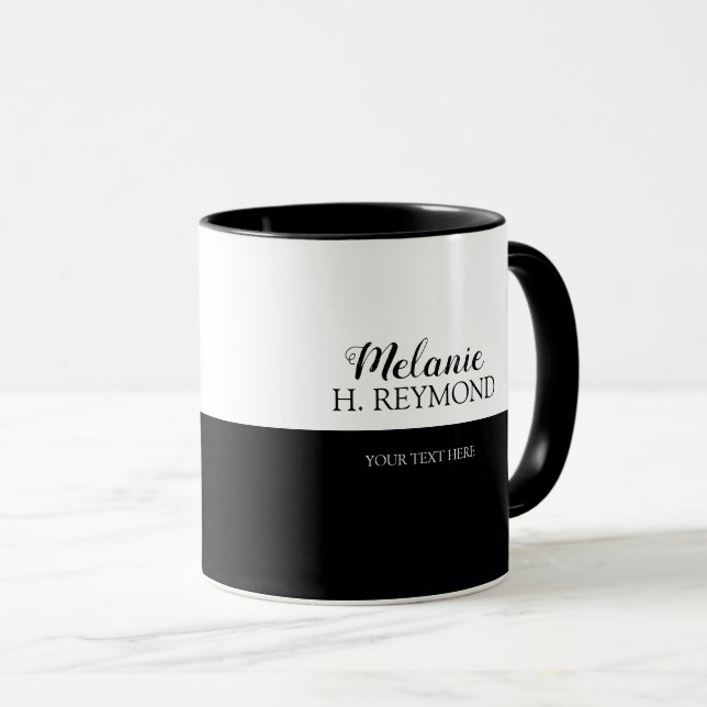 nice half black&white mug personalised with name (Front Right)