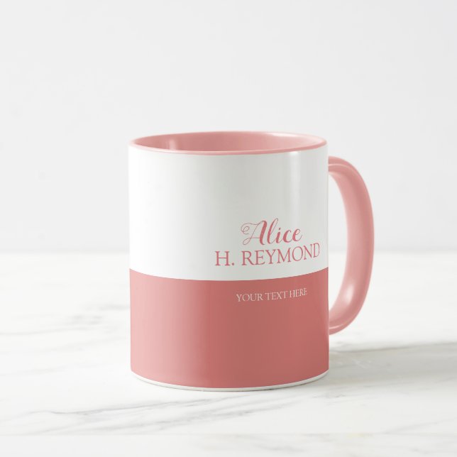 nice half pink & white mug personalised with name (Front Right)