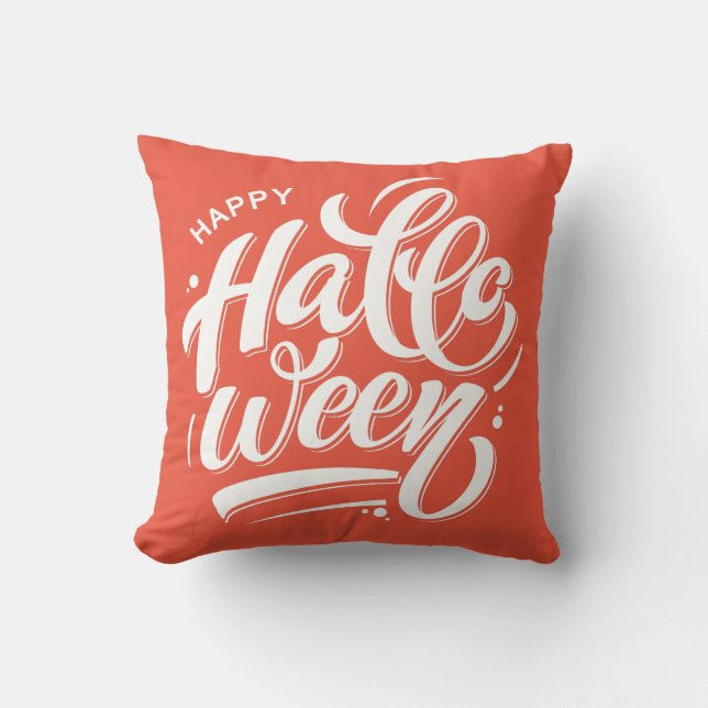 Nice Happy Halloween Typography Cushion (Front)