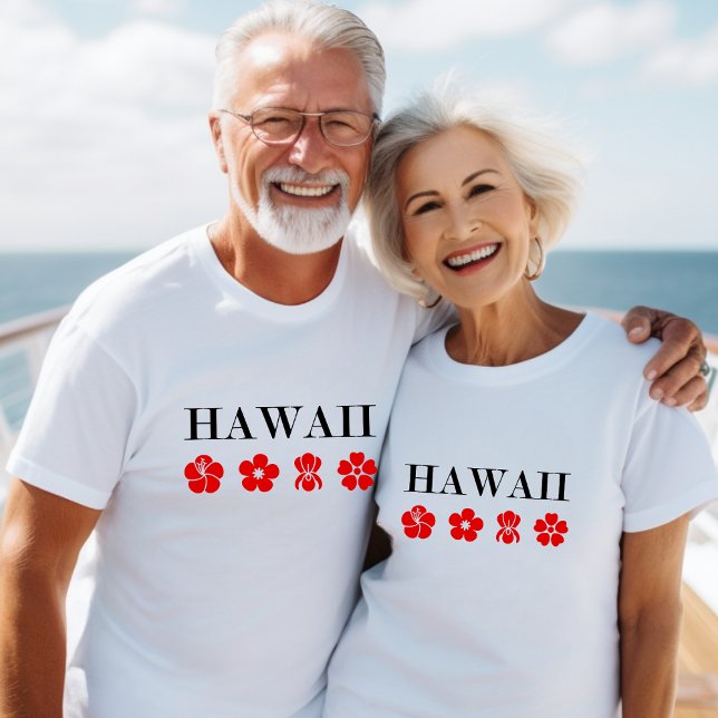 Nice Hawaii Red Flower Icons Light-Colour T-Shirt (Creator Uploaded)