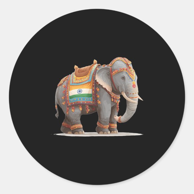 Nice Indian Elephant Graphic Costume For Adults An Classic Round Sticker (Front)