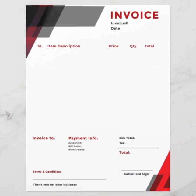 Nice invoice blank template (Front)