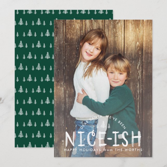 Nice-ish Naughty or Nice Funny Kids Christmas Card (Front/Back)