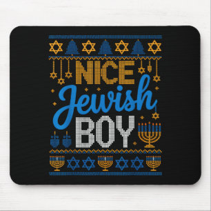 Nice Jewish Boy Hanukkah Menorah Dreidel Ugly Swea Mouse Mat