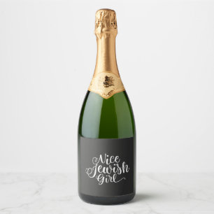 Nice Jewish Girl Hanukkah Jew Funny  Sparkling Wine Label