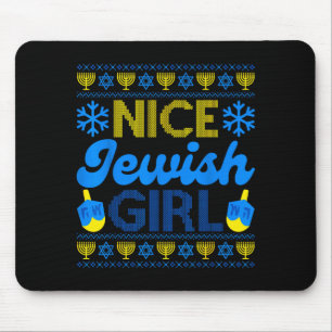 Nice Jewish Girl Ugly Happy Hanukkah Sweater Chanu Mouse Mat