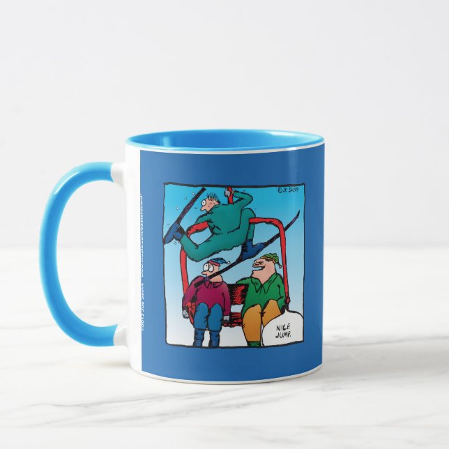 Nice Jump Cartoon Skiers Mug (Left)