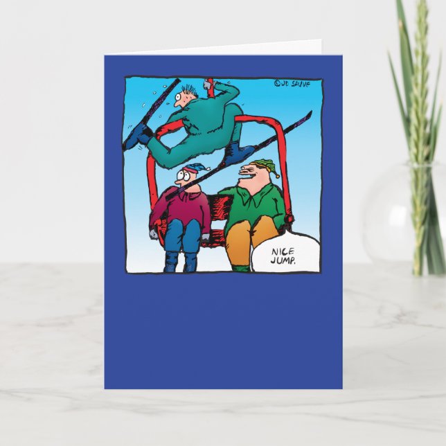 Nice Jump! Skiers Birthday Card (Front)