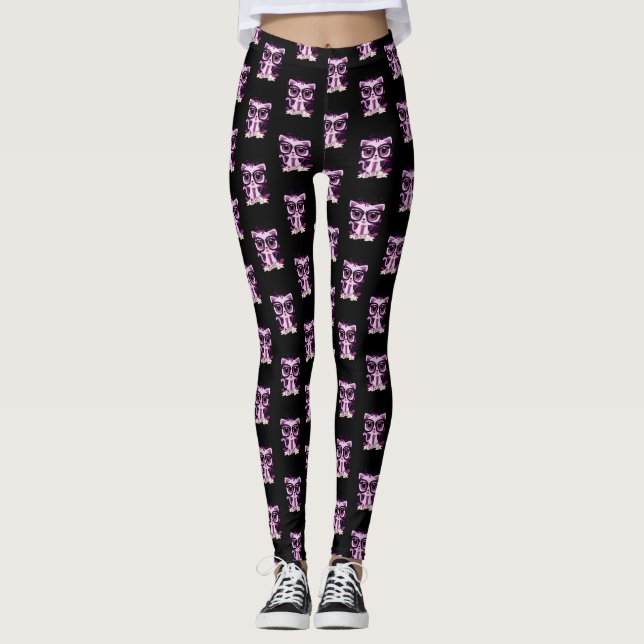 Nice Kitty - White and Purple Leggings (Front)