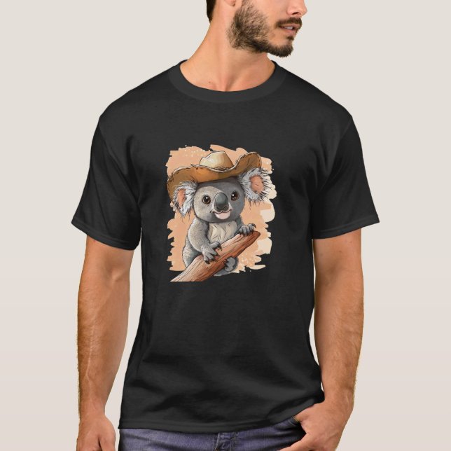 Nice Koala Graphic with Cowboy Hat T-Shirt (Front)