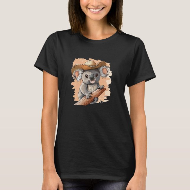 Nice Koala Graphic with Cowboy Hat T-Shirt (Front)