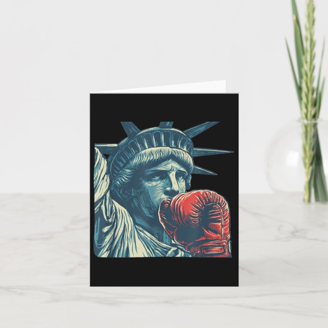 Nice Liberty Face With Boxing Equipment Costume  Card (Front)