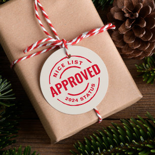 Nice list approved funny cute Christmas Favour Tags