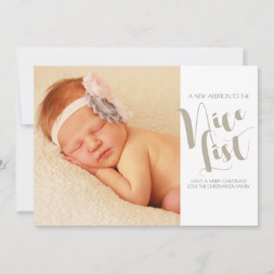Nice List Baby 1 Photo Flat Holiday Card