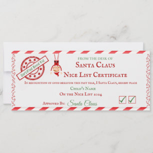 Nice List Certificate Holiday Card