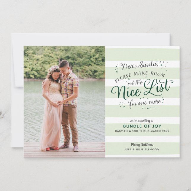 Nice List Christmas Pregnancy Announcement (Front)