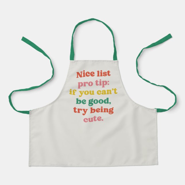 Nice list cute funny colourful Christmas kids' Apron (Front)