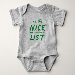 Nice list cute funny green Christmas Baby Bodysuit