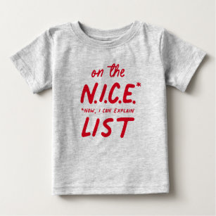 Nice list cute funny red Christmas Baby T-Shirt