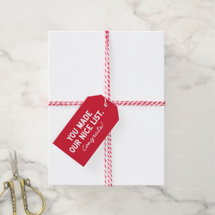 Nice list cute simple red Merry Christmas Gift Tags