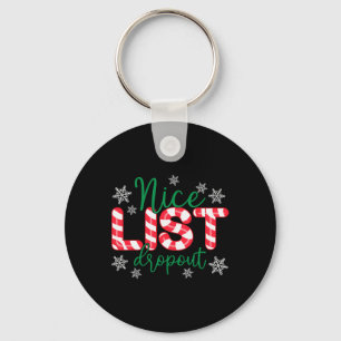 Nice List Dropout Christmas Pyjamas Matching Coupl Key Ring