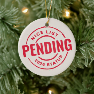 Nice list funny cute red Christmas pet photo Ceramic Tree Decoration