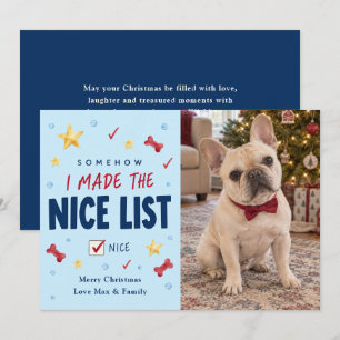 Nice List Funny Dog Christmas Photo Holiday Card
